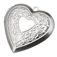 Stainless Steel Locket Pendant, Heart, original color, 29x29x7mm, Hole:Approx 2mm, Inner Diameter:Approx 22x17mm, 10PCs/Lot, Sold By Lot