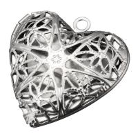 Stainless Steel Locket Pendant, Heart, hollow, original color, 25x27x7mm, Hole:Approx 2mm, Inner Diameter:Approx 19x13mm, 10PCs/Lot, Sold By Lot