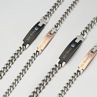 Titanium Steel Bracelet, plated, twist oval chain & different styles for choice & for couple, 40x10mm, 36x8mm, Sold By Strand