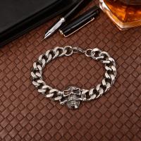 Titanium Steel Bracelet & Bangle, Skull, plated, twist oval chain & for man, 31x28mm, Sold Per Approx 9 Inch Strand