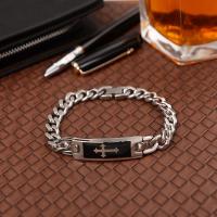 Titanium Steel Bracelet, twist oval chain & for man, original color, 60x18mm, Sold Per Approx 9 Inch Strand