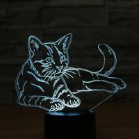 Night Led Light Beside 3D Lamp  ABS Plastic with Acrylic Cat with USB interface & change color automaticly  Sold By Set