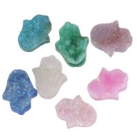Pendentif en agate de quartz glacé, agate quartz de glace, Main de Fatma, le style Druzy, plus de couleurs à choisir, 9-11x11-13x5-7mm, Trou:Environ 1.5mm, Vendu par PC