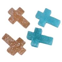 Pendentif en agate de quartz glacé, agate quartz de glace, croix, le style Druzy, plus de couleurs à choisir, 9-10x13-14x4-5mm, Trou:Environ 1.5mm, Vendu par PC