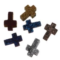Ледяной кварцевый агат, Ледниковый кварц-агат, Kресты, druzy стиль, Много цветов для выбора, 9-10x13-14x4.5mm, отверстие:Приблизительно 1.5mm, продается PC