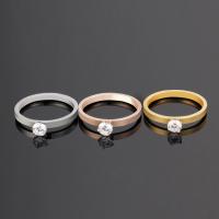 Titanium Steel Finger Ring, plated, different size for choice & for woman & with rhinestone, more colors for choice, 2mm, Sold By PC