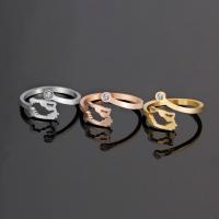 Titanium Steel Open δάχτυλο του δακτυλίου, επιχρυσωμένο, Ρυθμιζόμενο & για τη γυναίκα & με στρας, περισσότερα χρώματα για την επιλογή, 12mm, Μέγεθος:6, Sold Με PC