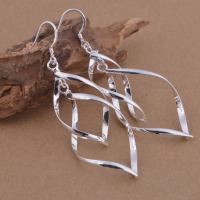 Brass Drop Earring, real silver plated, for woman, lead & cadmium free, 20x60mm, Sold By Pair
