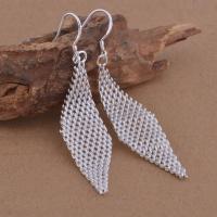 Brass Drop Earring Rhombus real silver plated for woman lead & cadmium free Sold By Pair