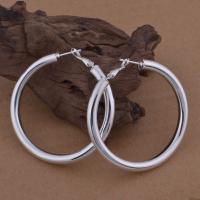 Brass Hoop Earring Donut real silver plated for woman lead & cadmium free Sold By Pair