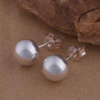 Brass Stud Earring, Round, real silver plated, different size for choice & for woman, lead & cadmium free, Sold By Pair
