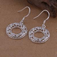 Brass Drop Earring Donut real silver plated for woman lead & cadmium free Sold By Pair