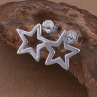 Brass Stud Earring, Star, real silver plated, for woman, lead & cadmium free, 13x13mm, Sold By Pair