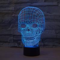 Night Led Light Beside 3D Lamp , ABS Plastic, with Acrylic, Skull, with USB interface & change color automaticly & different styles for choice & different designs for choice, Sold By Set