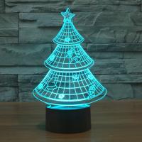 Ночной светодиодный светильник рядом с 3D-лампой, ABS-пластик, с Акрил, Рождественская елка, с интерфейсом USB & изменить цвет автоматически & разные стили для выбора, 142x87x228mm, продается указан
