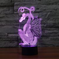La lumière menée par nuit à côté de la lampe 3D, plastique ABS, avec Acrylique, dragon, avec interface USB & changer de couleur automatic & styles différents pour le choix, 136x87x247mm, Vendu par fixé