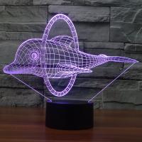 Night Led Light Beside 3D Lamp , ABS Plastic, with Acrylic, Dolphin, with USB interface & change color automaticly & different styles for choice, 246x87x203mm, Sold By Set