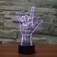 Night Led Light Beside 3D Lamp , ABS Plastic, with Acrylic, Hand, with USB interface & change color automaticly & different styles for choice, 136x87x238mm, Sold By Set