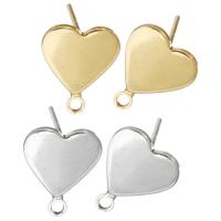 Brass Earring Drop Component, Heart, plated, without stopper & with loop & for woman, more colors for choice, 10x12.5x13mm, 1mm, Hole:Approx 1.4mm, 100Pairs/Lot, Sold By Lot