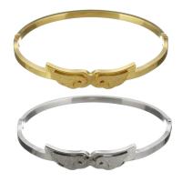 Stainless Steel Bangle, Wing Shape, plated, for woman & stardust, more colors for choice, 10mm, Inner Diameter:Approx 61x51mm, Sold By PC