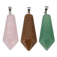 Gemstone Pendants Jewelry, Stainless Steel, pendulum, different materials for choice, original color, 13x36x14mm, Hole:Approx 4mm, Sold By PC
