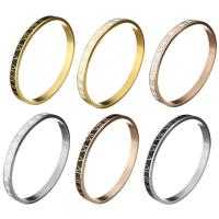 Stainless Steel Bangle, plated, with roman number & for woman & enamel, more colors for choice, 6mm, Inner Diameter:Approx 59x51mm, Sold By PC