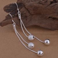 Messing Tassel Earring, echte verzilverd, voor vrouw, lood en cadmium vrij, 8x68mm, Verkocht door pair