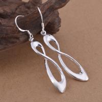 Brass Drop Earring, real silver plated, for woman, lead & cadmium free, 9x53mm, Sold By Pair
