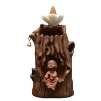 Backflow Incense Burner, Purple Clay, different styles for choice, 155x90mm, Sold By PC