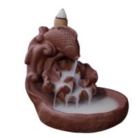 Backflow Incense Burner, Purple Clay, Fish, 110x100x100mm, Sold By PC