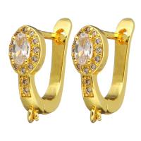 Brass Lever Back Earring Component real gold plated with loop & with cubic zirconia Approx 1mm Sold By Lot