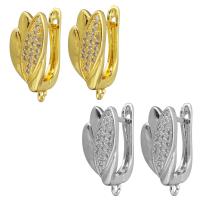 Brass Lever Back Earring Component, plated, with loop & micro pave cubic zirconia, more colors for choice, 8x19x13mm, Hole:Approx 1mm, 20PCs/Lot, Sold By Lot