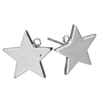 Brass Earring Stud Component Star silver color plated with loop 0.6mm Approx 0.8mm Sold By Lot