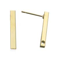 Brass Earring Stud Component, Number 1, gold color plated, with loop, 15x20x2.5mm, 0.6mm, Hole:Approx 0.9mm, 50Pairs/Lot, Sold By Lot