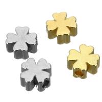Brass Beads, Four Leaf Clover, plated, more colors for choice, 5x5x2.50mm, Hole:Approx 0.5mm, 500PCs/Lot, Sold By Lot