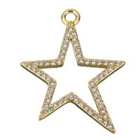Cubic Zirconia Micro Pave Brass Pendant Star real gold plated micro pave cubic zirconia Approx 1.2mm Sold By Lot