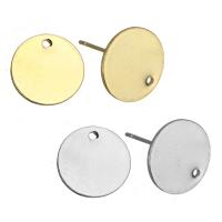 Brass Earring Stud Component Flat Round plated with loop Approx 0.8mm Sold By Lot