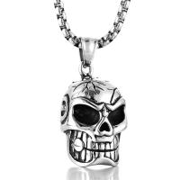 Stainless Steel Sweater Chain Necklace, Titanium Steel, Skull, plated, Unisex & box chain & blacken, more colors for choice, 21x30mm, Sold Per Approx 24 Inch Strand