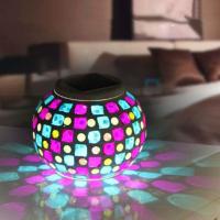 Night Lights High Boron Silicon Glass Round with LED light & solar powered Sold By PC