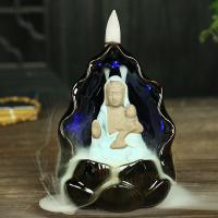 Backflow Incense Burner, Porcelain, with LED light & different styles for choice, 90x120mm, Sold By PC