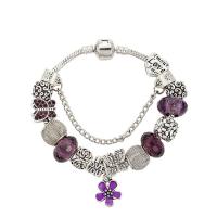 European Bracelet Zinc Alloy with brass chain & Crystal Flower plated charm bracelet & snake chain & with letter pattern & for woman & enamel & faceted & with rhinestone nickel lead & cadmium free Sold By Strand