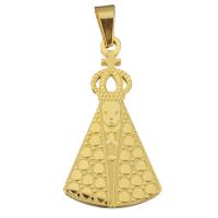 Bijoux pendentifs en acier inoxydable , Placage de couleur d'or, poli, 17.50x32x2mm, Trou:Environ 4x5.5mm, 10PC/sac, Vendu par sac