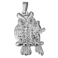 Stainless Steel Animal Pendants, Owl, polished, original color, 23x35x3.50mm, Hole:Approx 4x6mm, Inner Diameter:Approx 1.5, 1mm, 10PCs/Bag, Sold By Bag