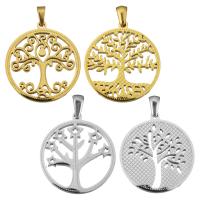 Stainless Steel Pendants, Tree, plated, polished & different styles for choice, 25x28x2mm, Hole:Approx 3x5mm, 10PCs/Bag, Sold By Bag