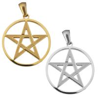 Stainless Steel Pendants, pentagram, plated, polished, more colors for choice, 23x26x1.50mm, Hole:Approx 3x5mm, 10PCs/Bag, Sold By Bag
