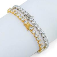 Brass Bracelet, plated, Unisex & with cubic zirconia, more colors for choice, 6mm, Sold Per Approx 8 Inch Strand