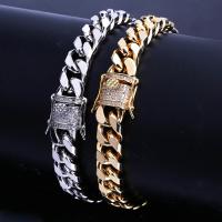 Brass Bracelet plated Unisex & curb chain & micro pave cubic zirconia 11mm Sold Per Approx 8.07 Inch Strand