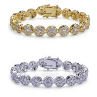 Brass Bracelet plated Unisex & with cubic zirconia 10mm Sold Per Approx 7.87 Inch Strand