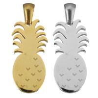 Stainless Steel Pendants, Pineapple, plated, polished, more colors for choice, 12x25x1.50mm, Hole:Approx 3x5mm, 10PCs/Bag, Sold By Bag