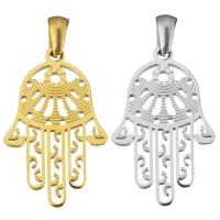 Stainless Steel Pendants, Hamsa, plated, polished & hollow, more colors for choice, 18x29x1.50mm, Hole:Approx 3.5x5mm, 10PCs/Bag, Sold By Bag